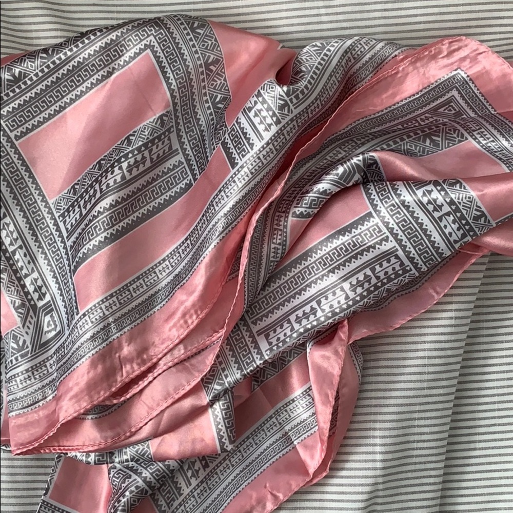 Pink & Grey Silk Scarf - Picture 5 of 5